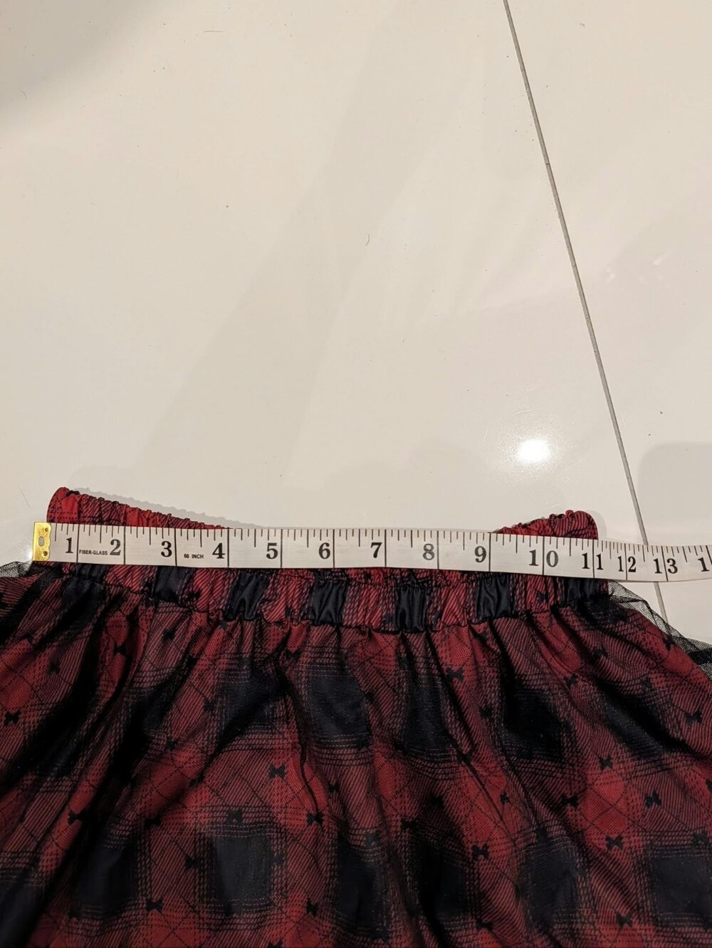Red and Black Ruffle Mesh Midi Skirt - Women - Picture 7 of 10